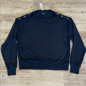 JCrew Women Supercozy Button Shoulder BlackSweater